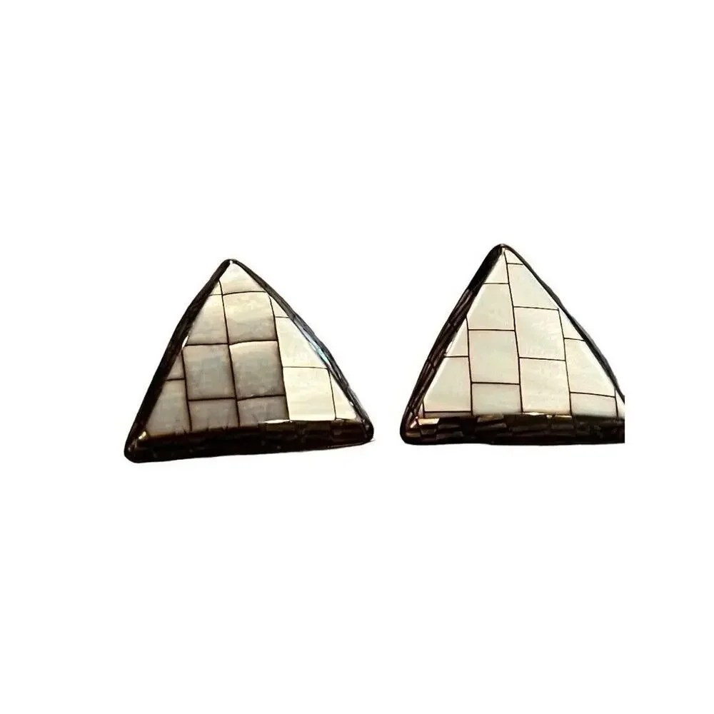 Acrylic Geometric Triangle Earrings Vintage 80's